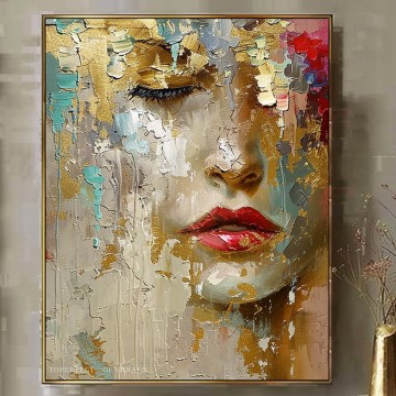  Original Art - Original Woman Painting contemporary home decor office decoration face gold